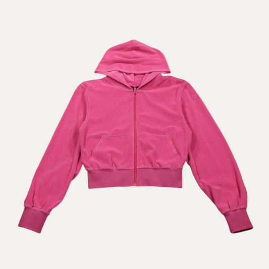 Balenciaga BB Motel Velvet Zip-Up Hoodie