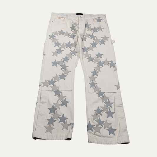 Alchemist Chemist Leather Star Patch Double Knee Carpenter Pants