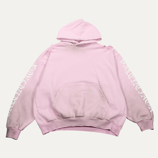 Balenciaga Old English Spell Out Distressed Hoodie