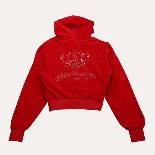 Balenciaga BB Motel Velvet Zip-Up Hoodie
