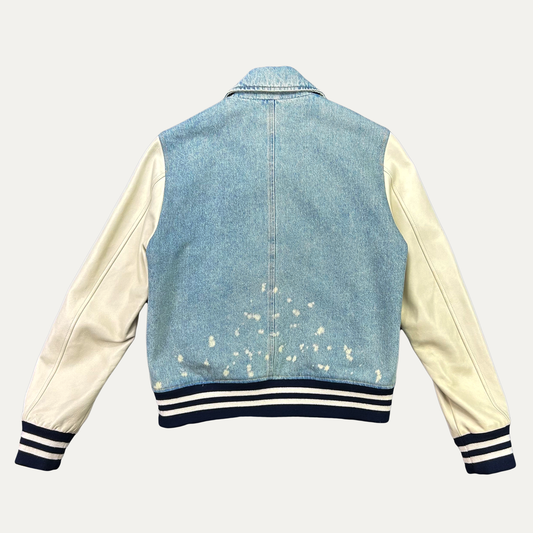 Amiri Bones Denim Varsity Jacket