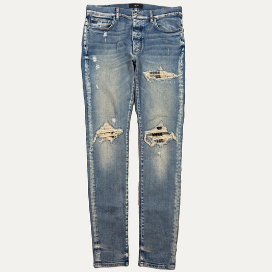 Amiri MX1 Plaid Patches Denim Jeans