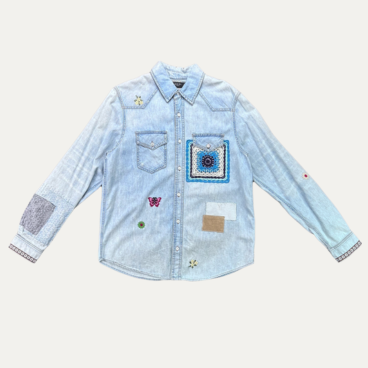 Amiri Crochet & Patch Denim Shirt