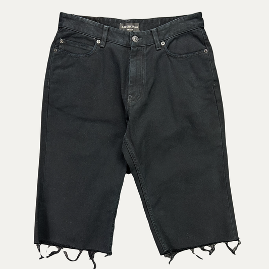 Balenciaga 3/4 Denim Jean Shorts