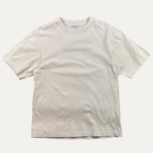 Burberry Appliqued Embossed Chest Spellout T-Shirt