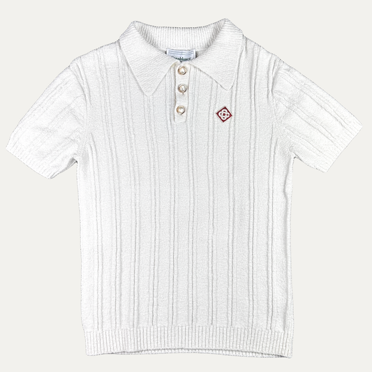 Casablanca Ribbed Boucle Knit Polo Shirt