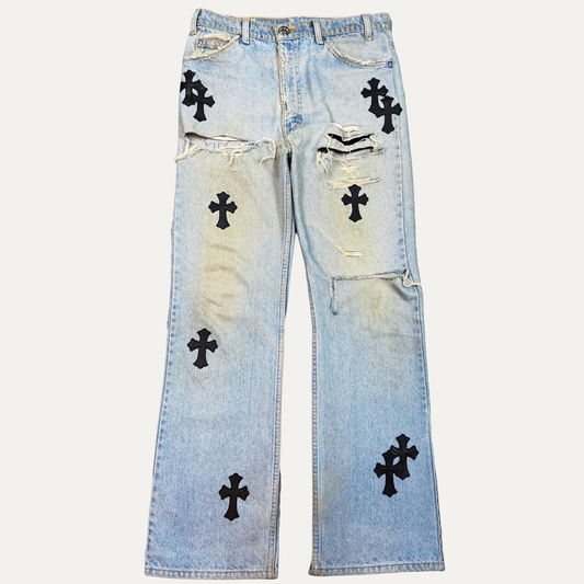 Chrome Hearts Levis 517 Patchwork Denim Jeans