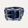 Chrome Hearts Filigree OTJ Belt Sterling Silver Buckle Black Leather
