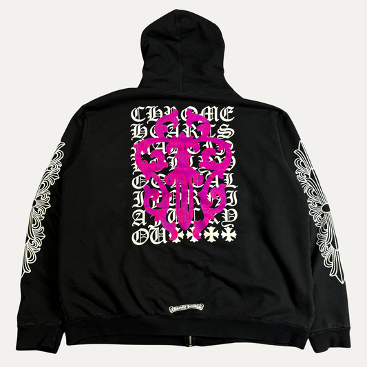 Chrome Hearts Scroll Logo Zip-Up Hoodie