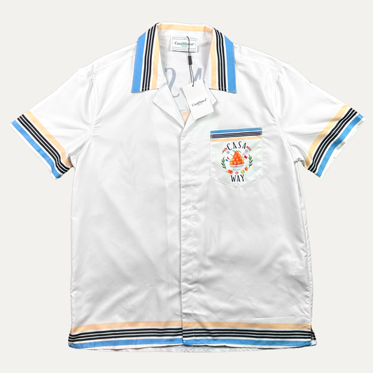 Casablanca Silk Button Up Short Sleeve Shirt