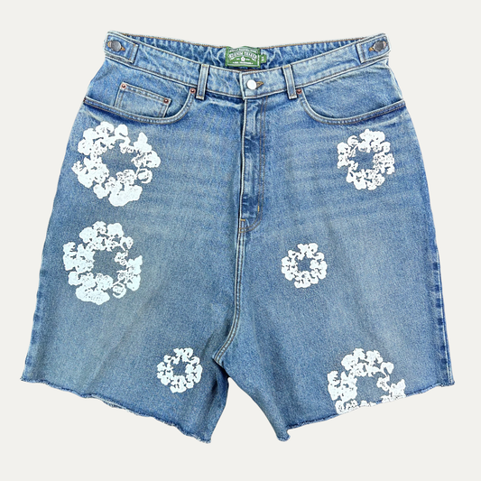 Denim Tears Wreath Logo Denim Shorts