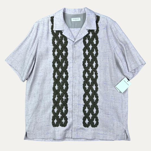 Dries Van Noten Camp Collar Twill Button Up Shirt