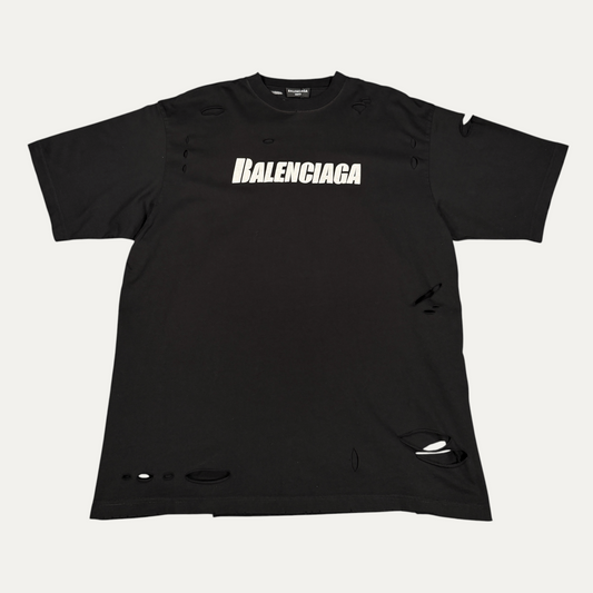 Balenciaga Chest Spell Out Distressed T-Shirt