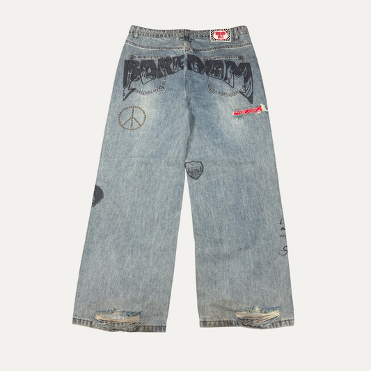 Boredom Kills Distressed Sketch Denim Jeans