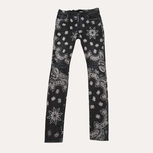 Amiri Paisley Bandana Distressed Jeans