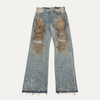 Satoshi Nakamoto Rhinestones Bottom Half Mud Wash Blue Shattered Glass Jeans