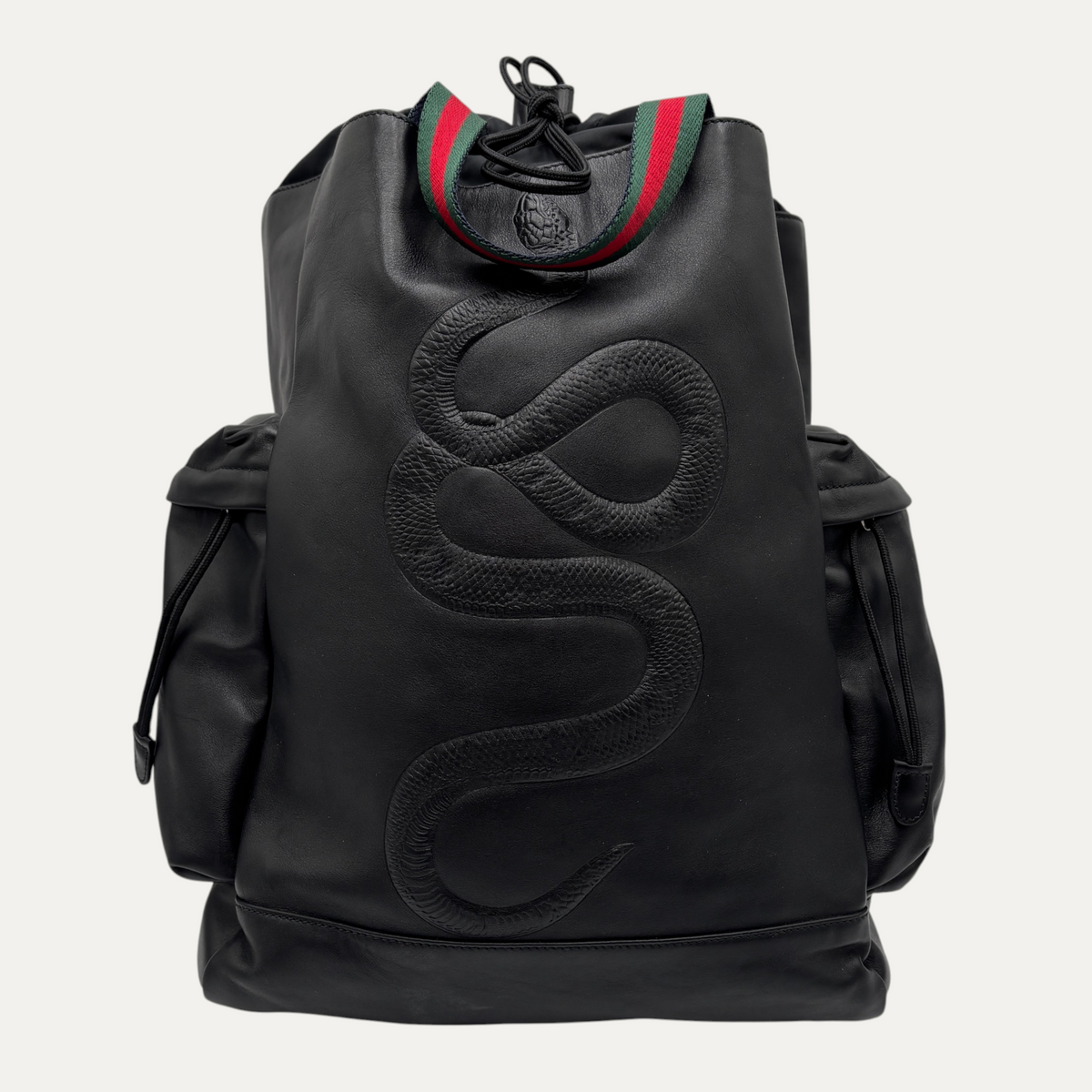Gucci Snake Embossed Leather Backpack