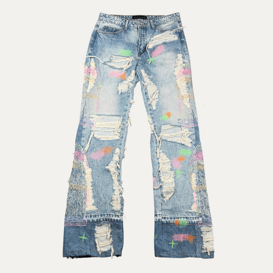 Who Decides War Technicolor Embrodiery Denim Jeans