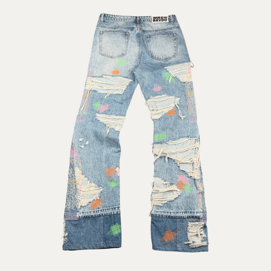 Who Decides War Technicolor Embrodiery Denim Jeans