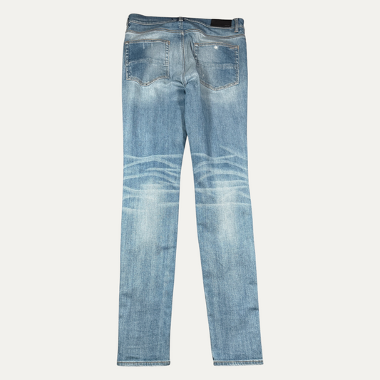 Amiri Yellow Snakeskin Ripped Light Blue Jeans
