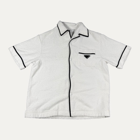 Prada White Fleece Button Up