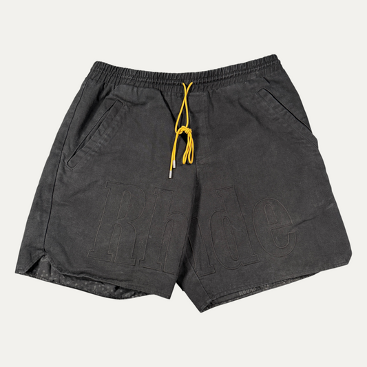 Rhude Black Spellout Shorts