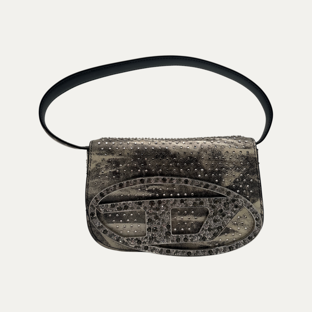 Diesel Rhinestone Big D Logo Purse