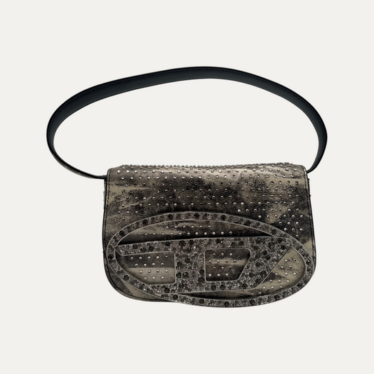 Diesel Rhinestone Big D Logo Purse