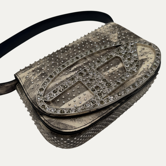 Diesel Rhinestone Big D Logo Purse