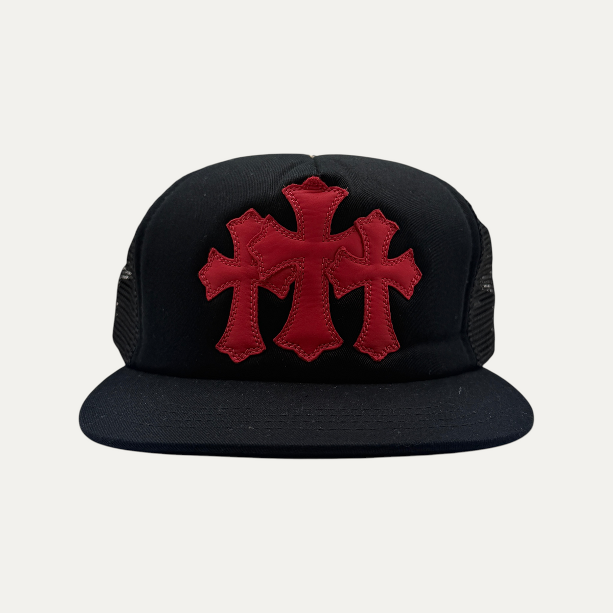 Chrome Hearts Red On Black Triple Cross Hat