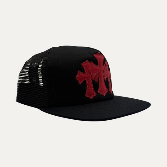 Chrome Hearts Red On Black Triple Cross Hat