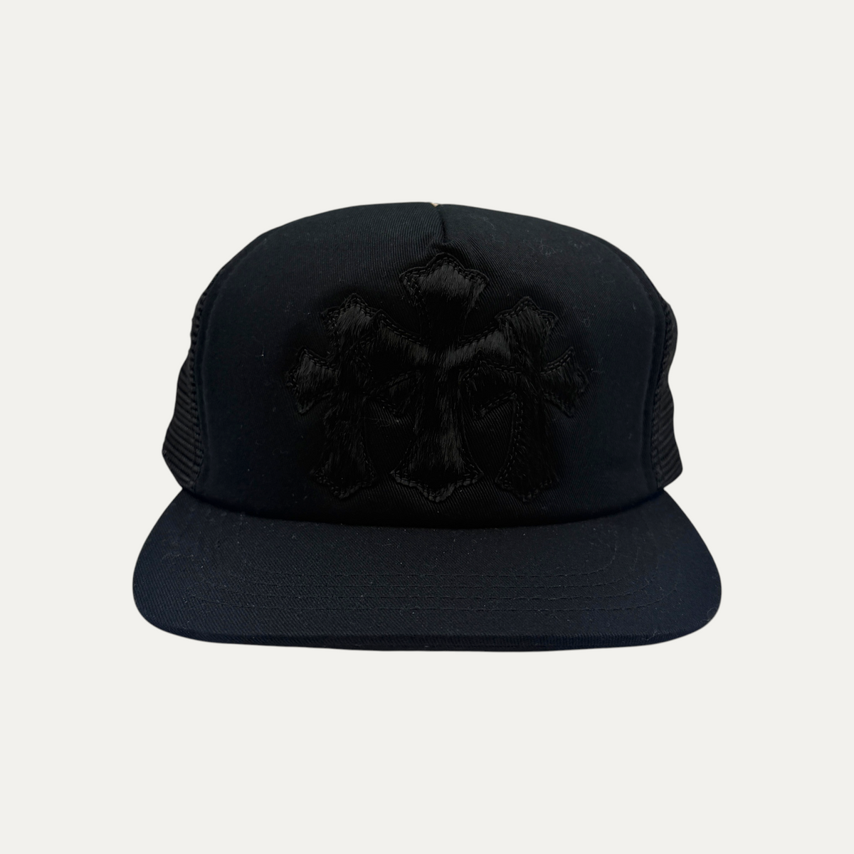 Chrome Hearts Black Fure Triple Cross Hat
