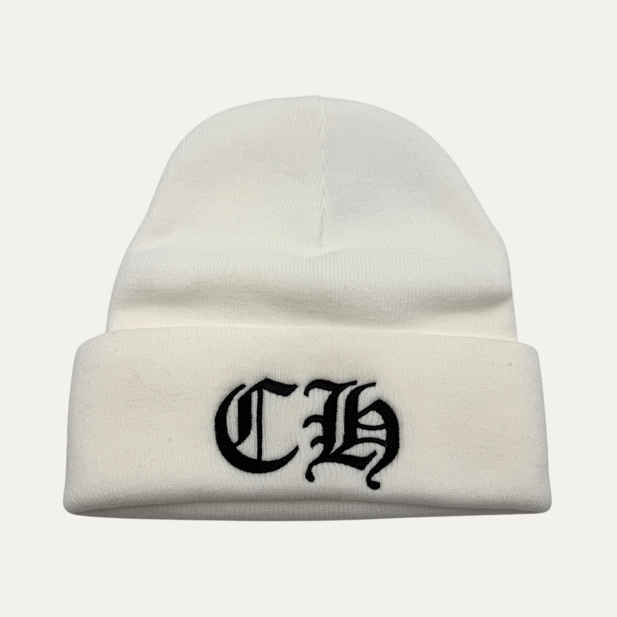 Chrome Hearts White CH Logo Beanie