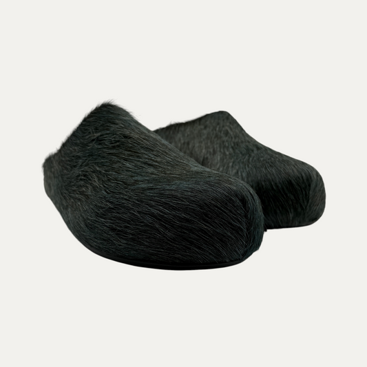 Marni Deep Long Hair Calfskin Fussbett Sabot - Green