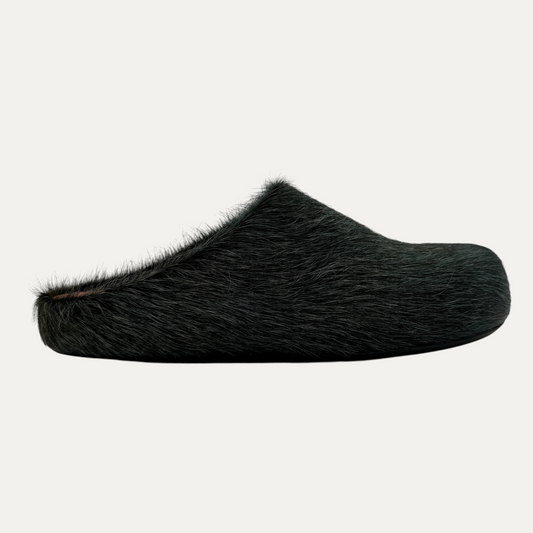Marni Deep Long Hair Calfskin Fussbett Sabot - Green