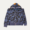 Bape Double Hooded Blue Camo Hoodie