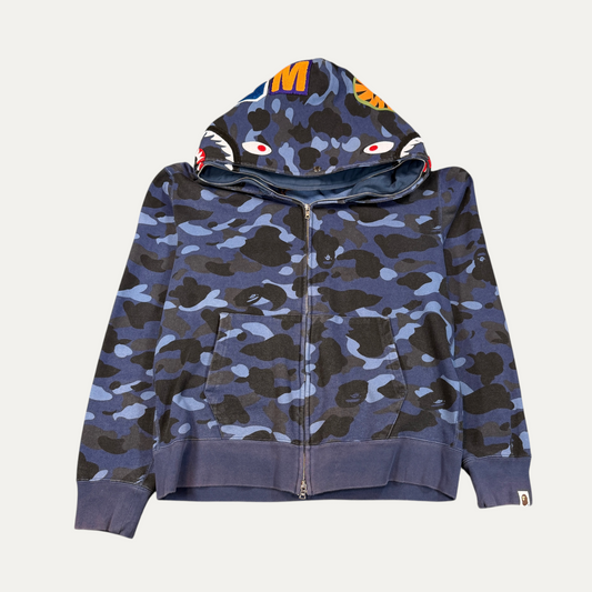 Bape Double Hooded Blue Camo Hoodie