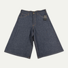 Raspberry Denim Yellow Spellout Shorts