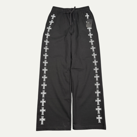 HMDD White Cross Black Logo Sweatpants