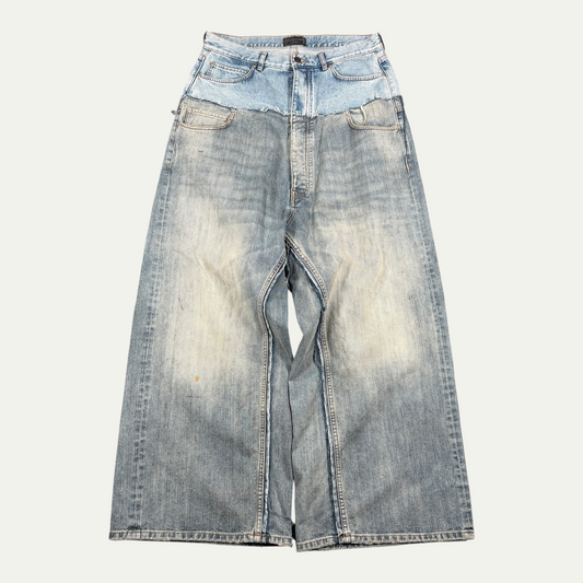 Balenciaga Double Waisted Baggy Blue Jeans