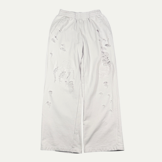 We Done White Distressed Sweatpants