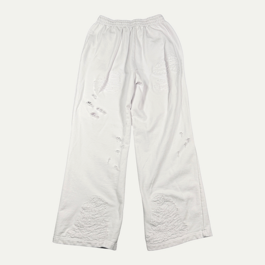 We Done White Distressed Sweatpants