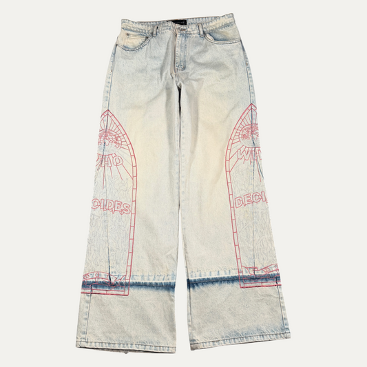 Who Decides War Embroidered Denim Pants