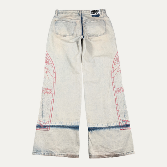 Who Decides War Embroidered Denim Pants