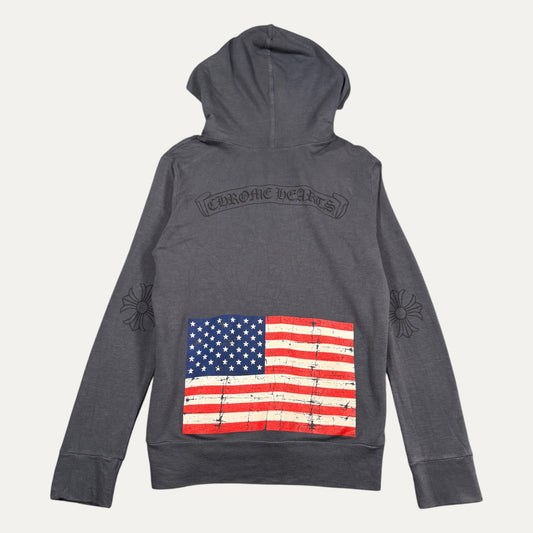 Chrome Hearts USA Flag Zip-Up Hoodie