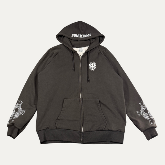 Chrome Hearts Vintage Thermal Fuck You Zip-Up Hoodie