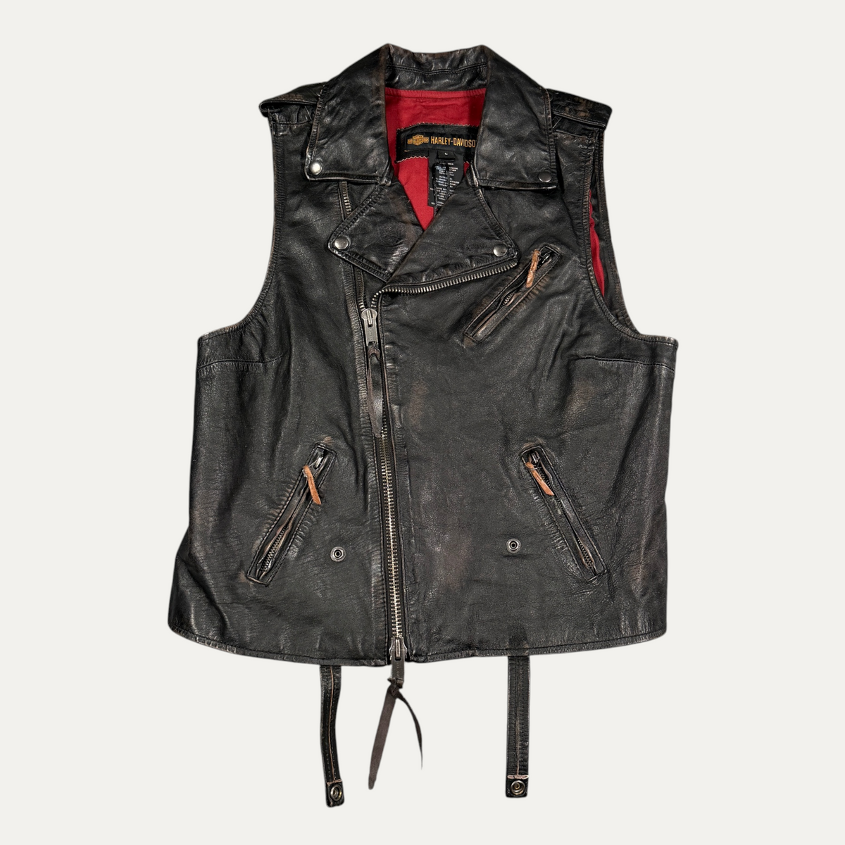 Vintage Harley Davidson Leather Biker Vest