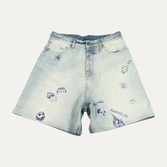 Vetements Scribbled Denim Shorts