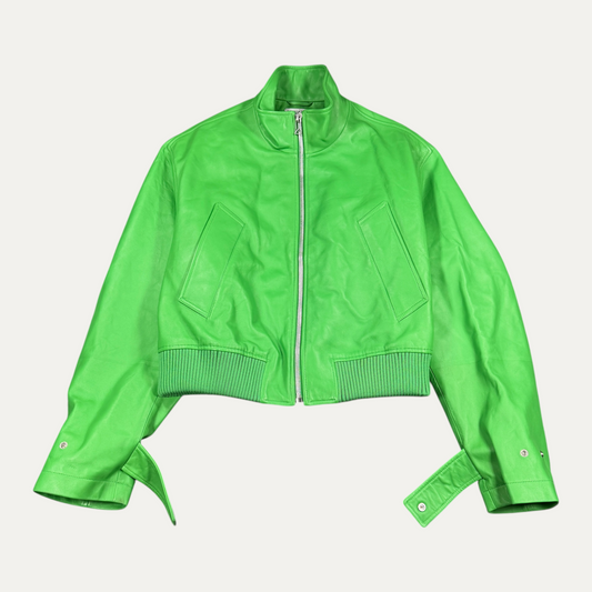 Bottega Veneta Cropped Leather Zip-Up Jacket
