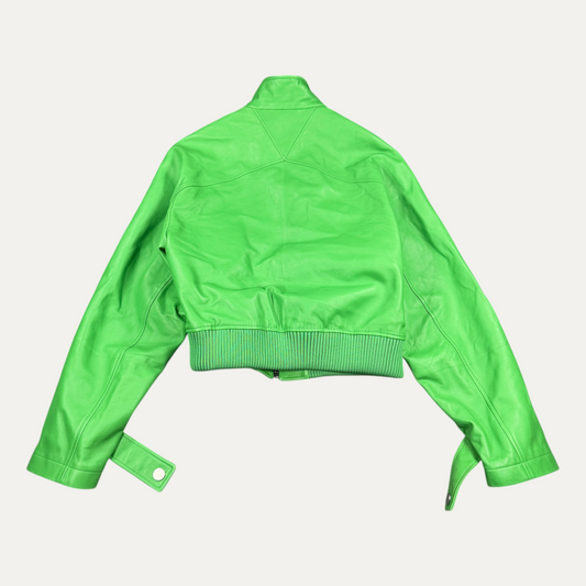 Bottega Veneta Cropped Leather Zip-Up Jacket